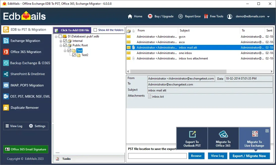 Migrate EDB Public folder to On-Premise Exchange server