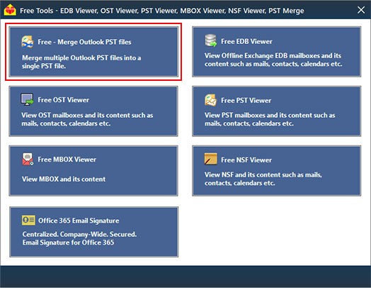 Outlook PST merge tool