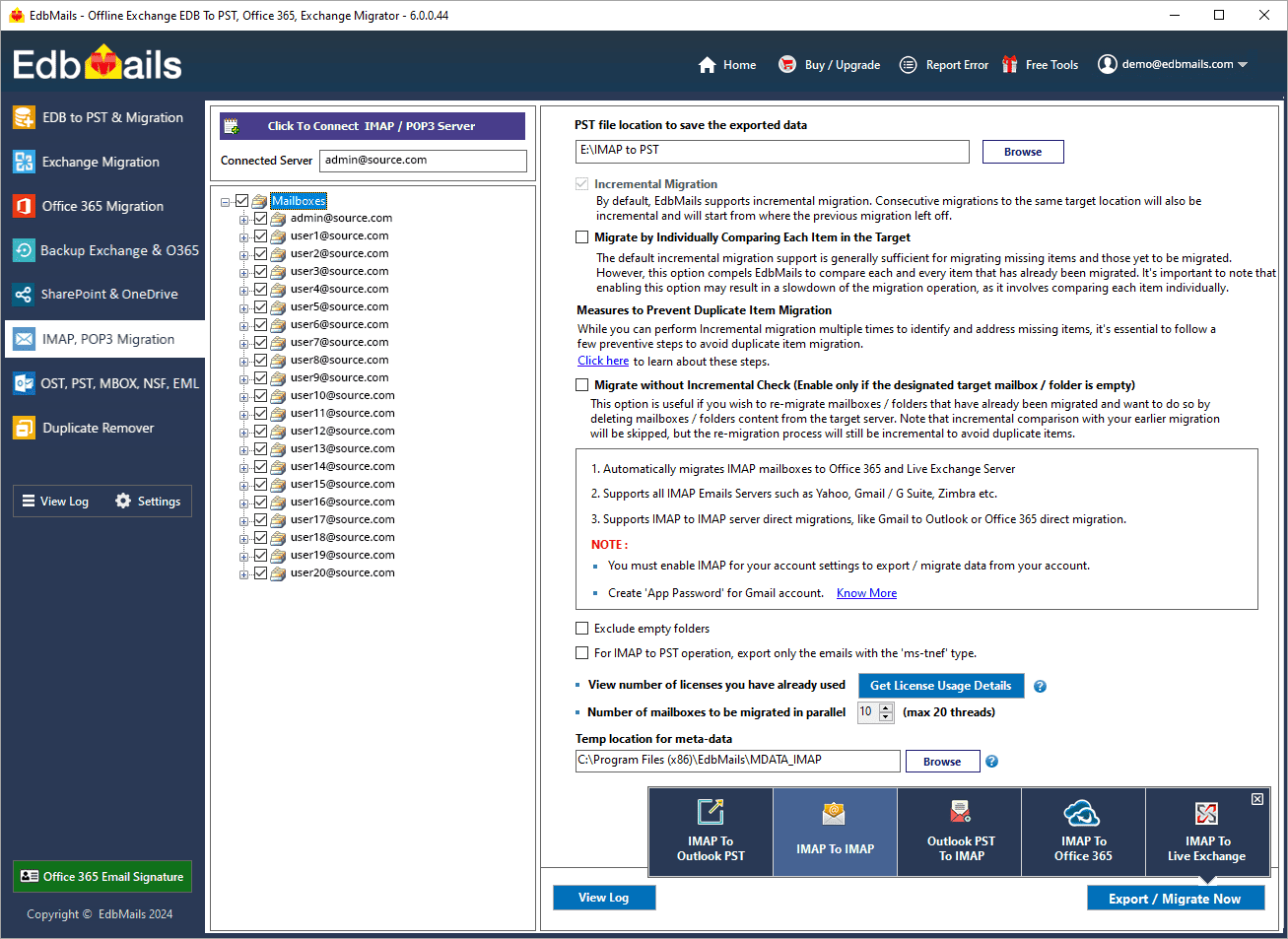 IMAP to IMAP migration