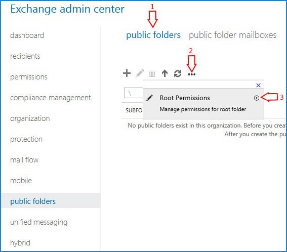 exchange 2016 public folders add administrator as owner
