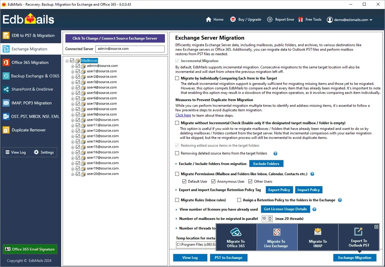 Migrate from the Legacy Exchange to the Latest Exchange