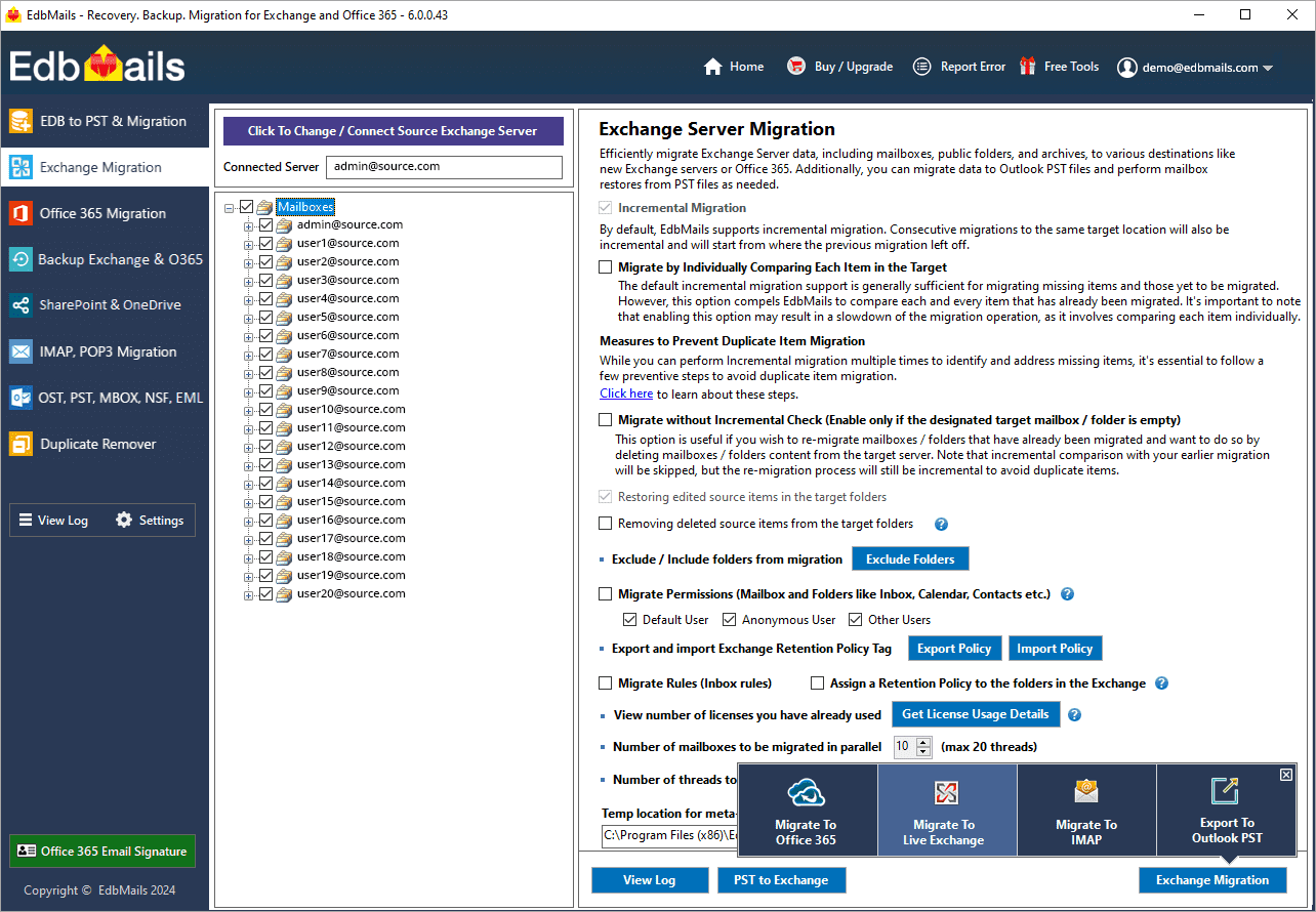 Live Exchange to Hosted Exchange migration