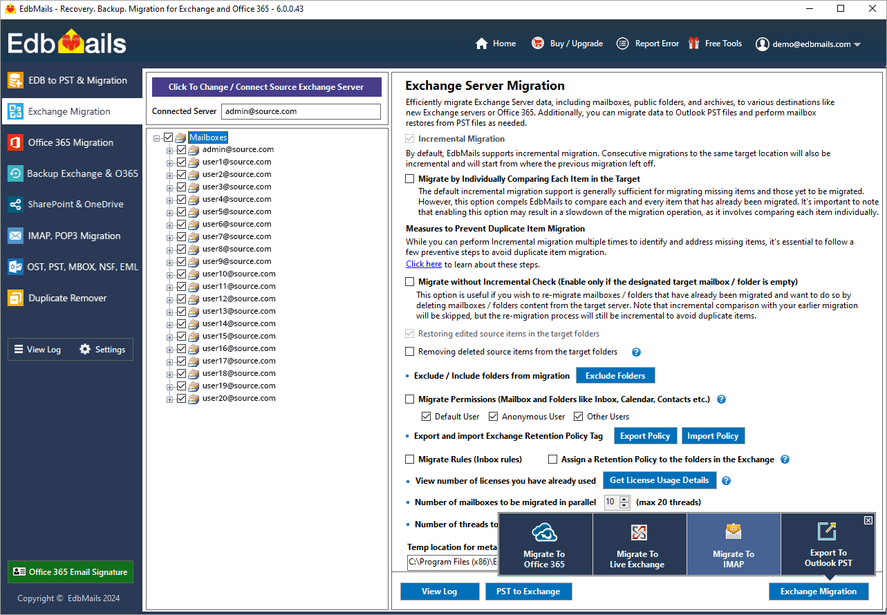 Exchange to IMAP Migration