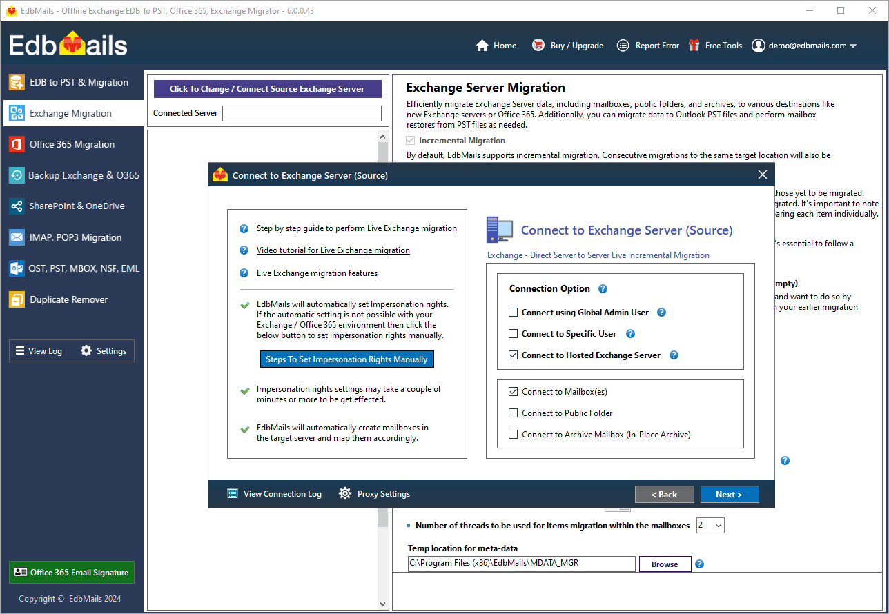 Hosted Exchange migration with EdbMails