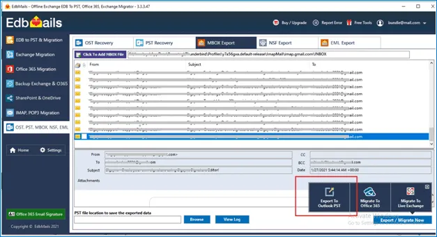 Export MSF to Outlook PST