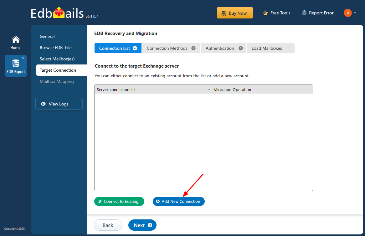Login to target Exchange server Login to target Exchange server