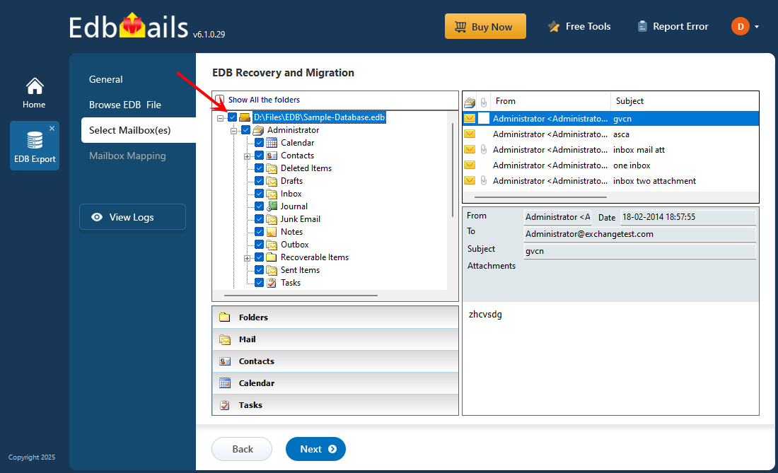 Select mailboxes and folders Select mailboxes and folders