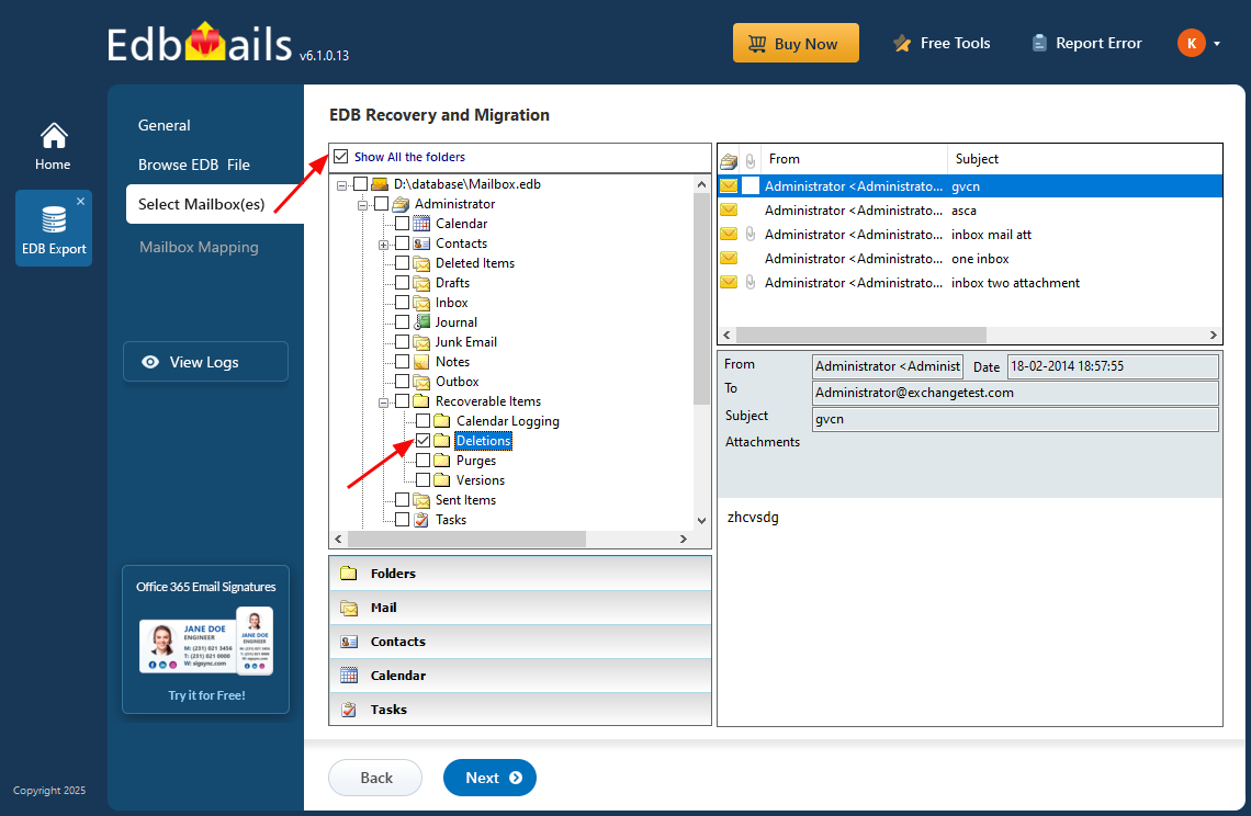 Select mailboxes and folders Select mailboxes and folders