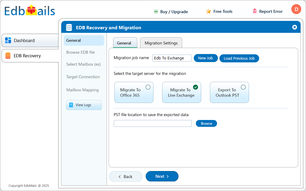 Convert EDB to Exchange