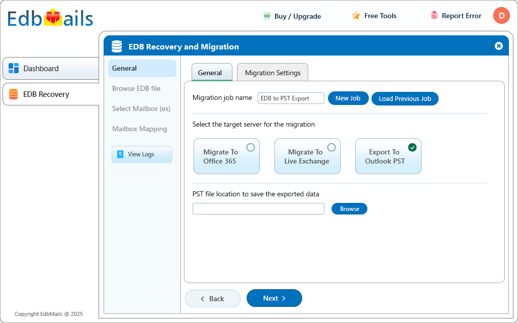 Convert EDB to PST