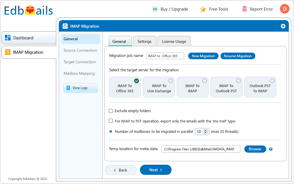 IMAP migration to Office 365 step by step