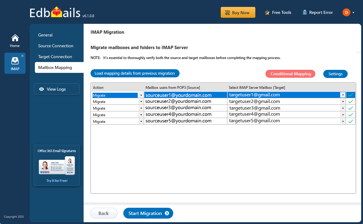 IMAP to IMAP mailboxes mapping