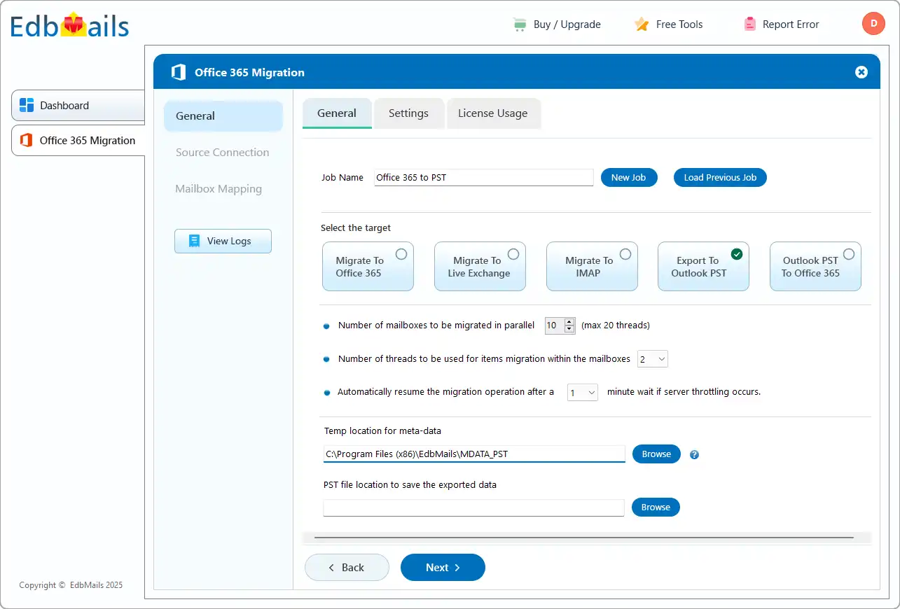 Export Office 365 mailboxes to PST