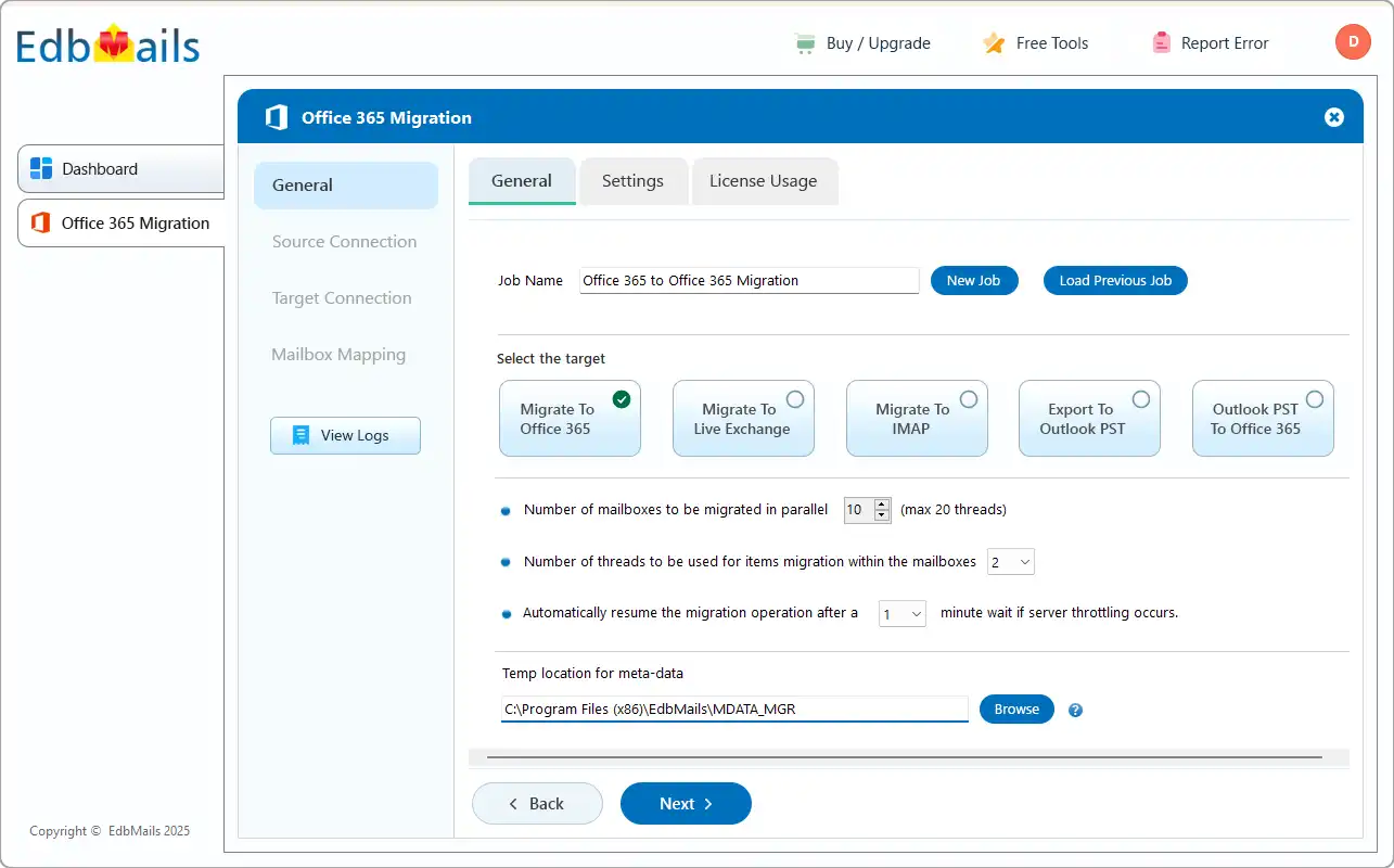 Office 365 to IMAP migration