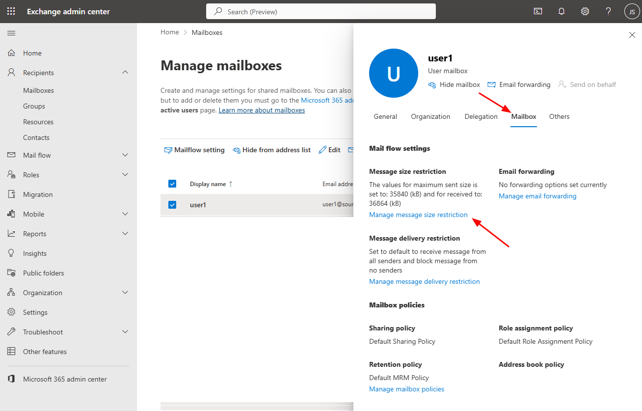 Mailbox configuration Mailbox configuration