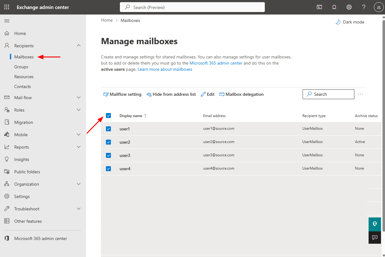 Select multiple users Select multiple users