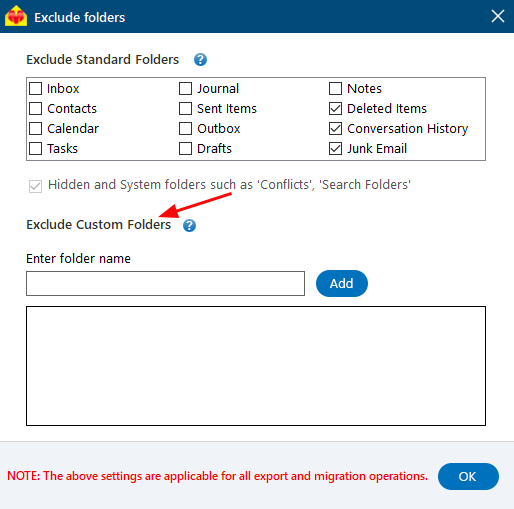 Exclude Custom Folders exclde custom folders