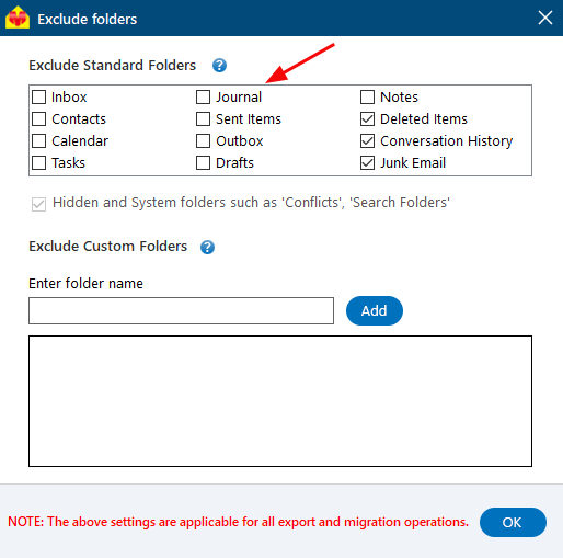 Exclude Standard Folders exclde standard folders
