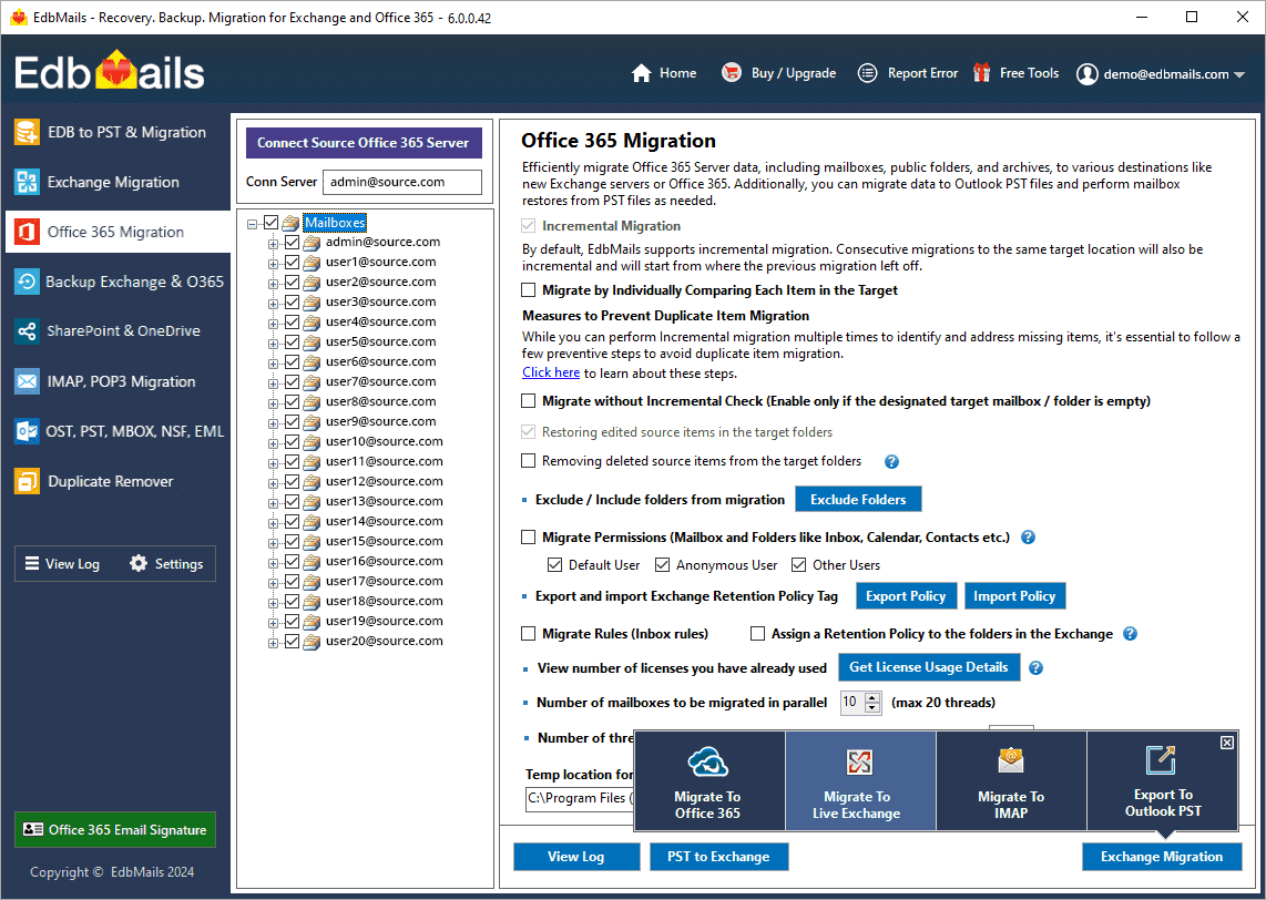 Office 365 to Exchange 2019 migration