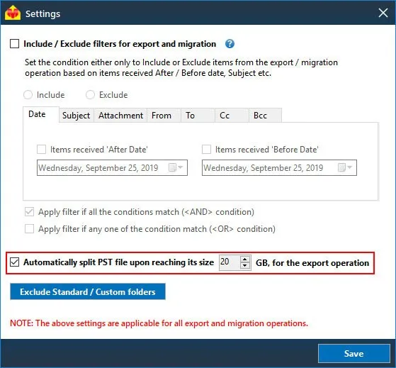 Split an oversized OST file with EdbMails settings