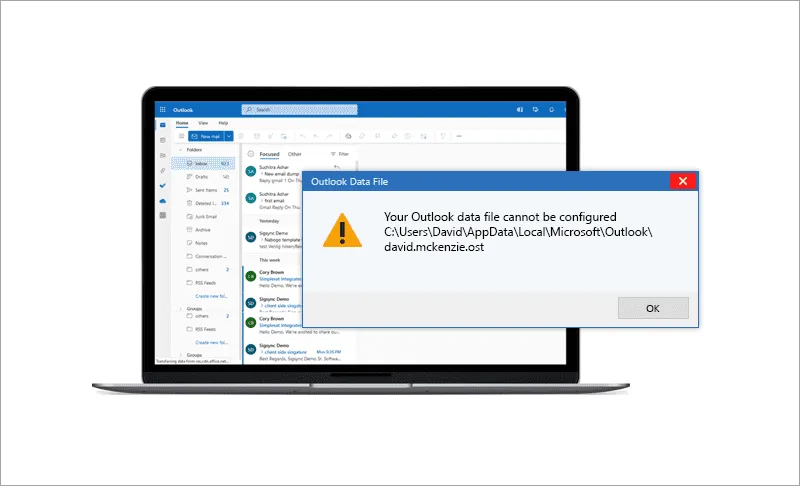 Outlook data file has not been configured error