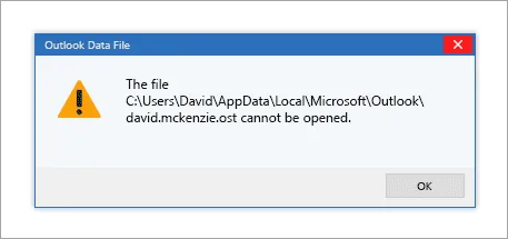 Outlook data file cannot be opened OST